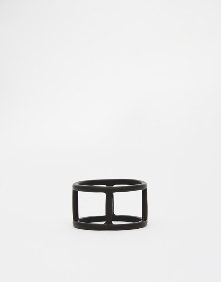 Asos Cage Ring In Rubberished Black Finish - Black