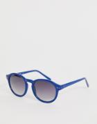 Aj Morgan Round Sunglasses With Blue Frame