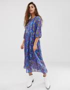Ba & Sh Reese Contrast Piping Ditsy Floral Midi Dress - Multi