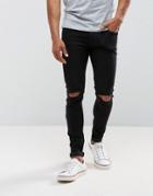 Just Junkies Max Super Skinny Jeans With Knee Rips - Black