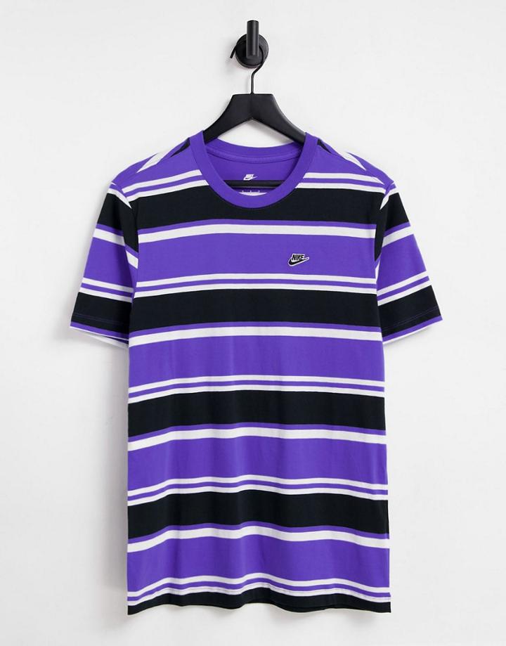 Nike Essential Stripe T-shirt In Purple/white
