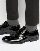 Asos Oxford Brogue Shoes In Black Patent - Black