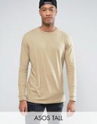 Asos Tall Longline Long Sleeve T-shirt - Beige