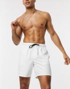 Asos Design Swim Shorts In White In Mid Length