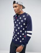 Bellfield Starts And Stripes Knitted Sweater - Navy