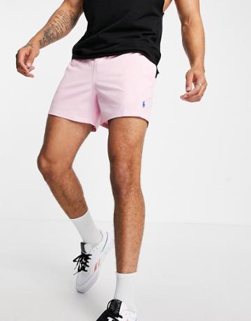 Polo Ralph Lauren Recycled Polyester Traveler Player Logo Slim Fit Swim Shorts In Carmel Pink