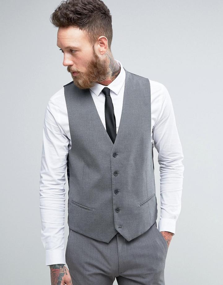 New Look Slim Suit Vest In Gray - Gray