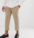 Asos Design Plus Skinny Crop Smart Pants In Stone Pinstripe Wool Mix - Stone
