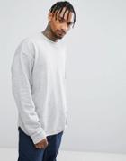 Asos Oversized Longline Sweatshirt With Curved Hem In Gray - Gray