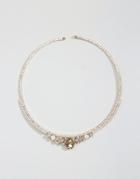 Nylon Gem Embellished Collar Necklace - Silver