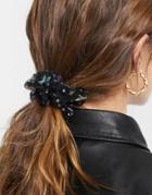 Topshop Scrunchie Hair Tie In Black Organza With Star Print