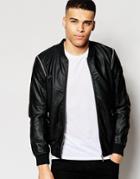 Eclipse Faux Leather Bomber - Black