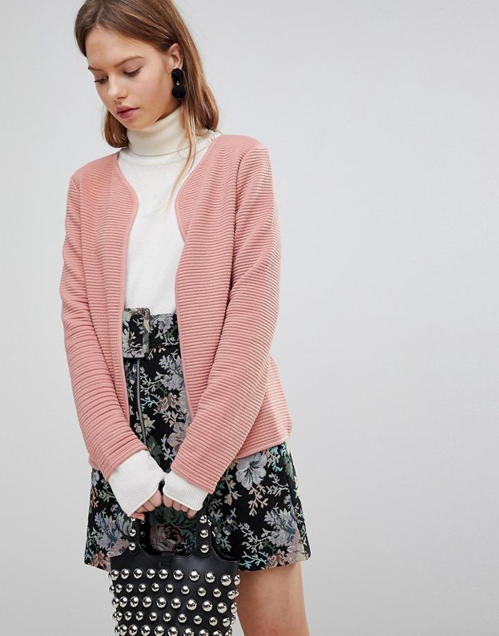 Only Linka Rib Knit Cardigan - Pink