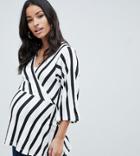 Asos Design Maternity Nursing Kimono Wrap Top In Stripe - Multi