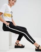 Pull & Bear Side Stripe Jogger Pant In Black - Gray