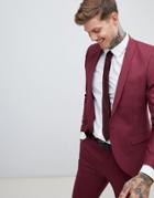 Twisted Tailor Super Skinny Suit Jacket In Burgundy - Red