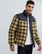 New Look Puffer Jacket In Yellow Check - Yellow