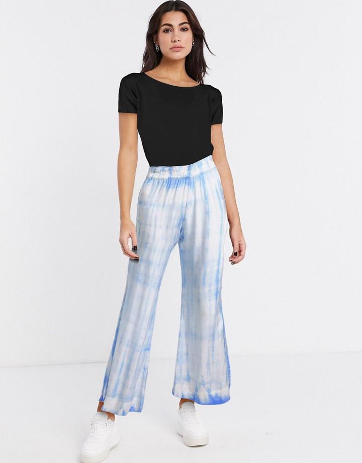 Weekday Shear Tie-dye Flared Pants In Pastel Blue-blues