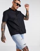 Asos Design Relaxed Revere Shirt In Black