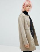 New Look Suedette Collarless Jacket - Stone