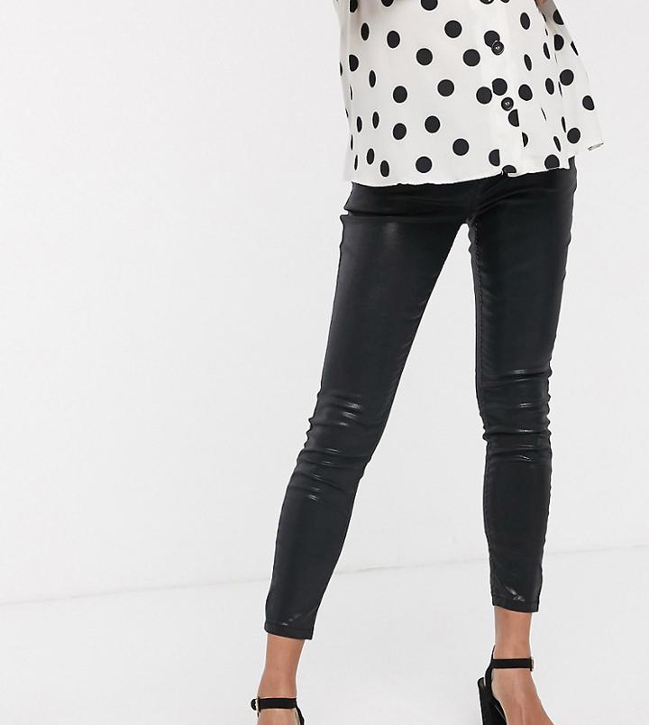 Asos Design Maternity Ridley High Waist Skinny Jeans In Black Coated