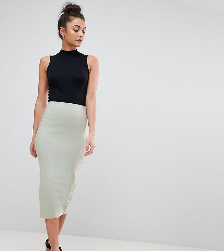 Asos Design Tall High Waisted Longerline Pencil Skirt - Green