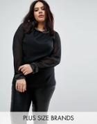 Koko Plus Top With Embellished Collar - Black