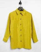 Asos Design Relaxed Shacket Suit In Chartreuse-yellow
