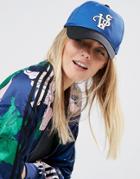 Asos Branded Letter Baseball Cap - Blue
