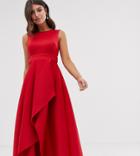 True Violet Exclusive High Low Scuba Maxi Dress With Open Back Bow Detail In Red