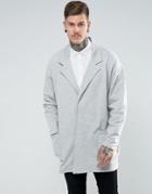 Asos Oversized Super Longline Jersey Duster Coat In Gray Marl - Gray