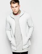 Asos Longline Zip Up Hoodie In Light Grey - Gray