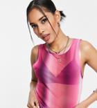 Asos Design Mesh Tank In Ombre Pink Stripe