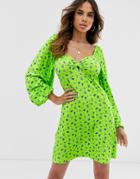 Asos Design Fluro Print Mini Tea Dress-multi