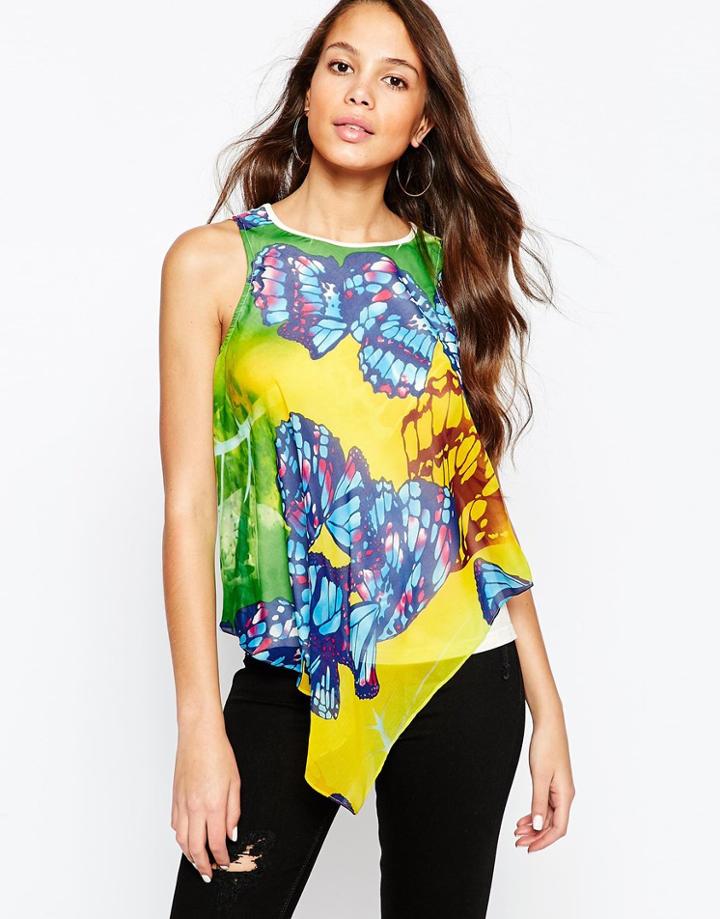 Pussycat London Top With Aysemmetric Hem - Green