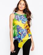 Pussycat London Top With Aysemmetric Hem - Green