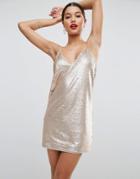 Asos Sequin Cami Mini Dress - Gold