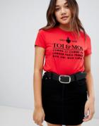 New Look Toi Et Moi Girlfriend Tee In Red - Red