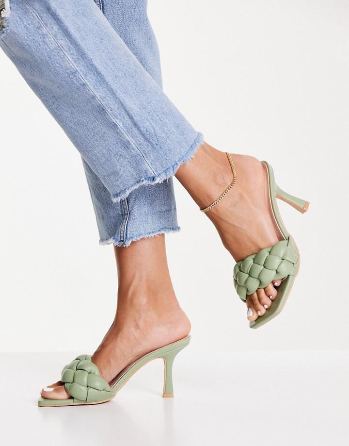 Raid Sandra Braided Mules In Beige-green