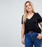 Asos Curve V-neck Swing T-shirt - Black