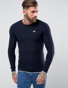 Le Shark Cotton Crew Neck Sweater With Contrast Tipping - Navy