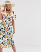 Influence Swing Dress In Mixed Floral Polka Print-multi