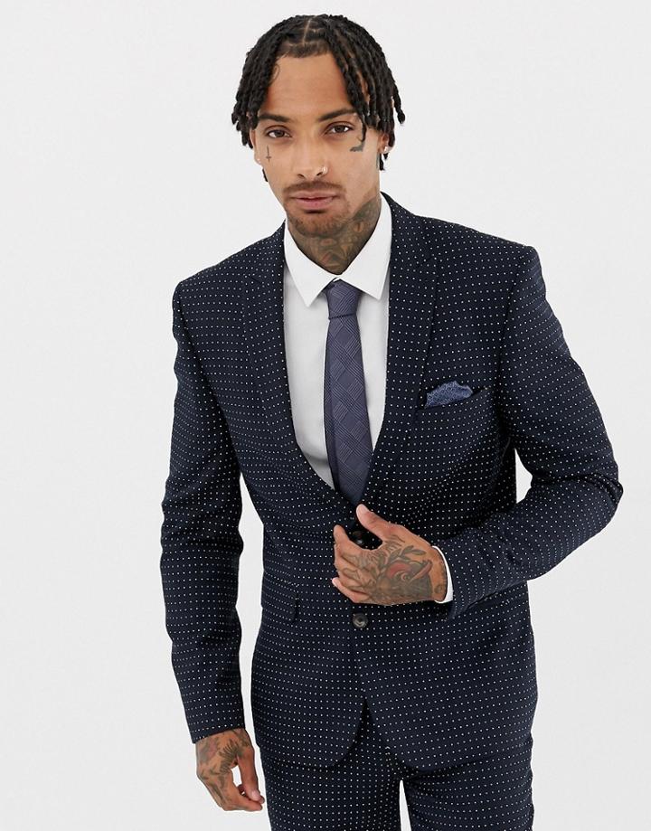 Harry Brown Skinny Fit Spot Suit - Navy