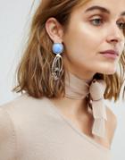 Asos Abstract Cut Out Stone Detail Earrings - Gold