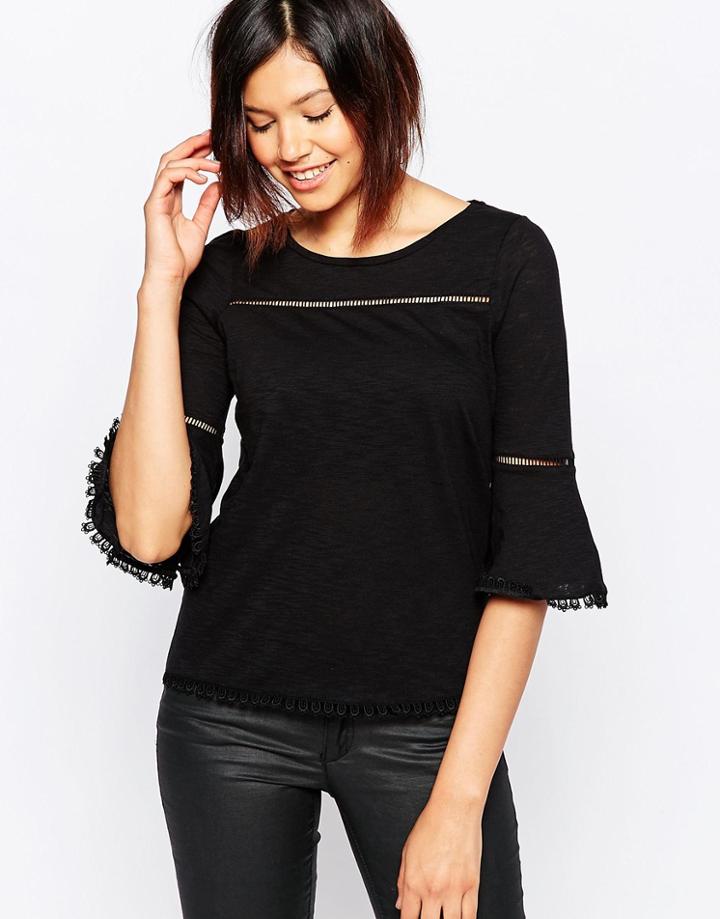 Vero Moda 3/4 Bell Sleeve Top - Black
