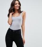 Asos Tall Tank With Square Neck - Gray