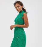 Chi Chi London Tall Scallop Lace Pencil Dress In Green - Green