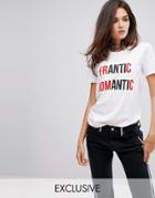 Adolescent Clothing Boyfriend T-shirt With Frantic Romantic Print - White