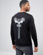 Asos Sweatshirt With Sword & Eagle Print - Black