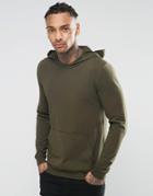 Asos Lightweight Muscle Fit Hoodie In Khaki - Green